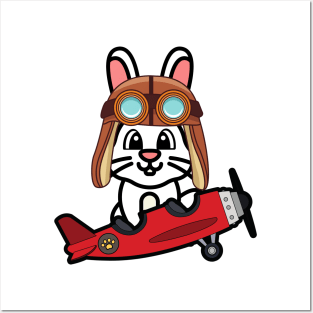 Cute Bunny is in a vintage airplane Posters and Art